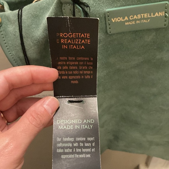 NWT Suede Viola Castellani Green Tote Bag - Picture 5 of 5